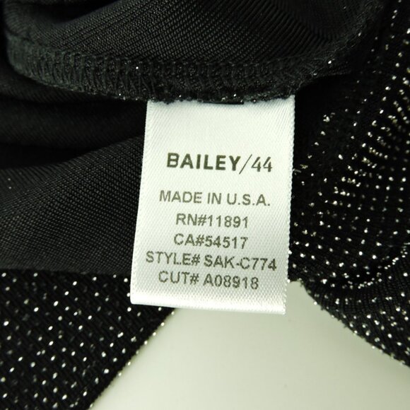 Bailey 44 black silver metallic shimmery dressy long sleeve stretch top sz S - Picture 8 of 9